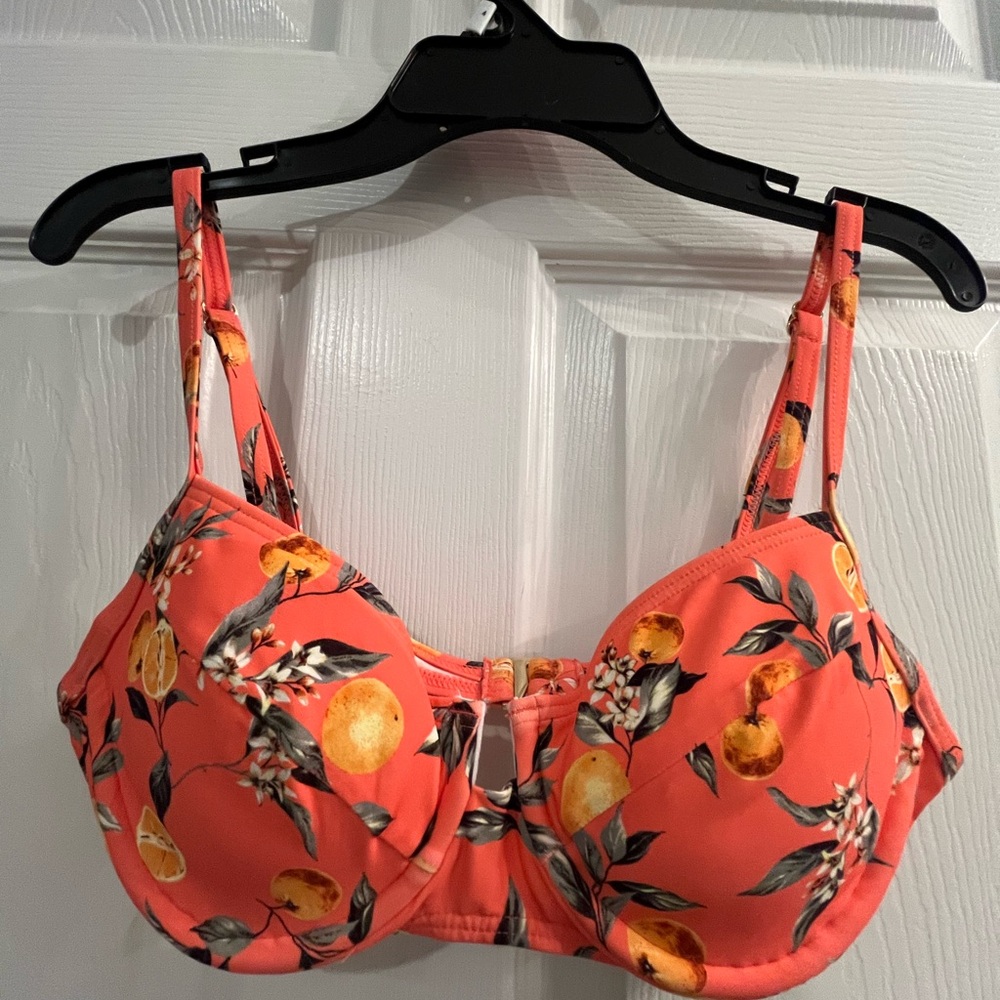 LOFT Orange Harvest Underwire Padded Bikini top Adjustable Straps Size S